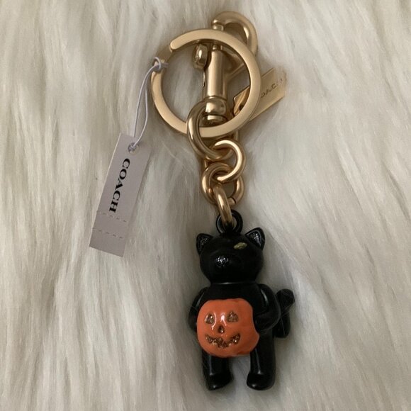 COACH 3D Black Cat Halloween Key Ring - Picture 1 of 3
